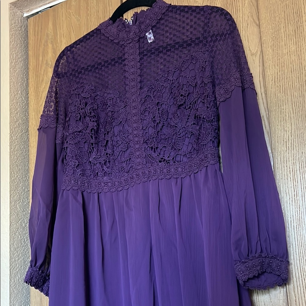Xhilaration Purple Crochet Mesh Dress